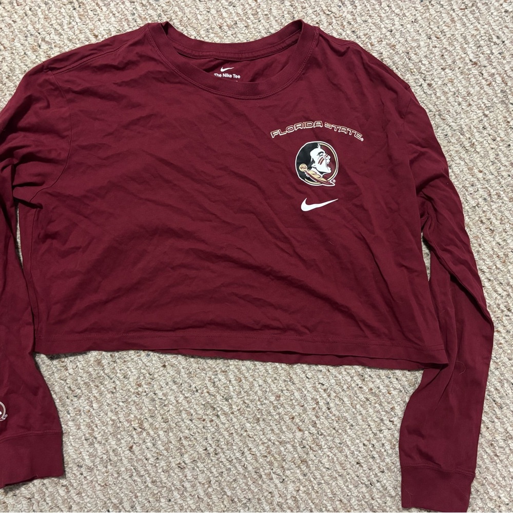Nike Maroon Florida State Long Sleeve Crop Top